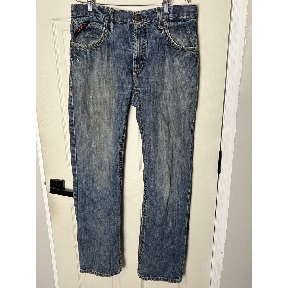 Ariat M5 Slim Fit Straight Leg Mens Jeans Blue Medium Wash Denim 5-Pocket Zip
